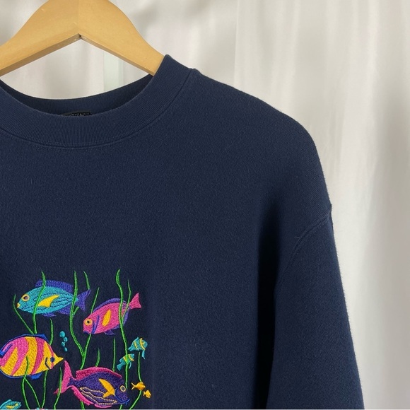 Vintage International Jeans Large Cabo San Lucas Fish Sea Crewneck Embroidered - Picture 6 of 6